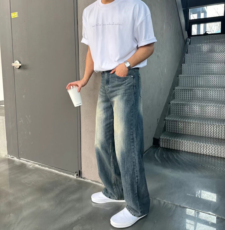 深色百搭牛仔褲-韓國男裝