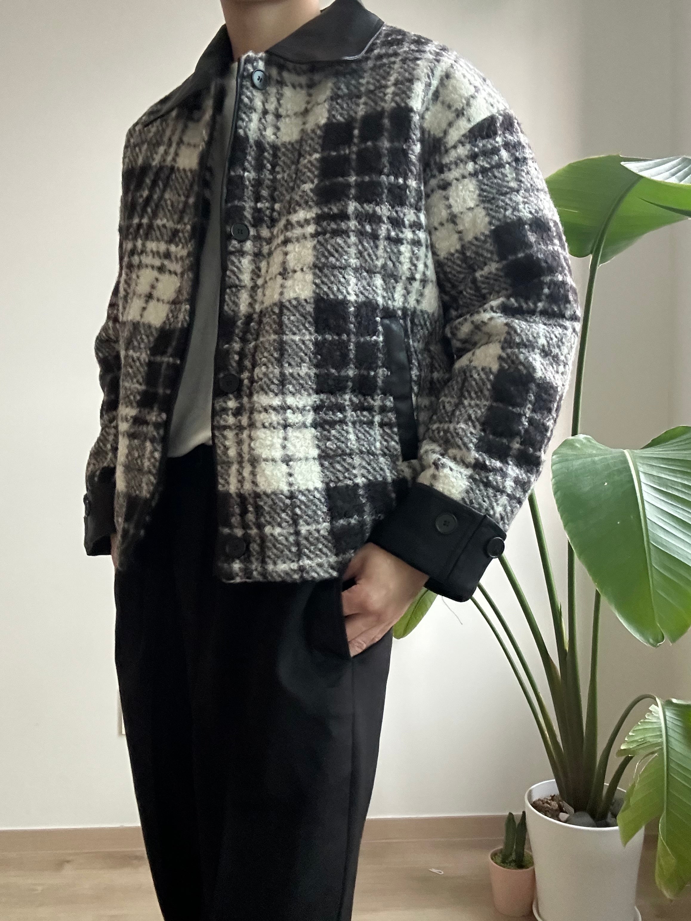 格仔毛毛短褸