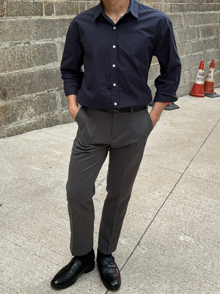 碳灰直腳西裝長褲 香港男裝