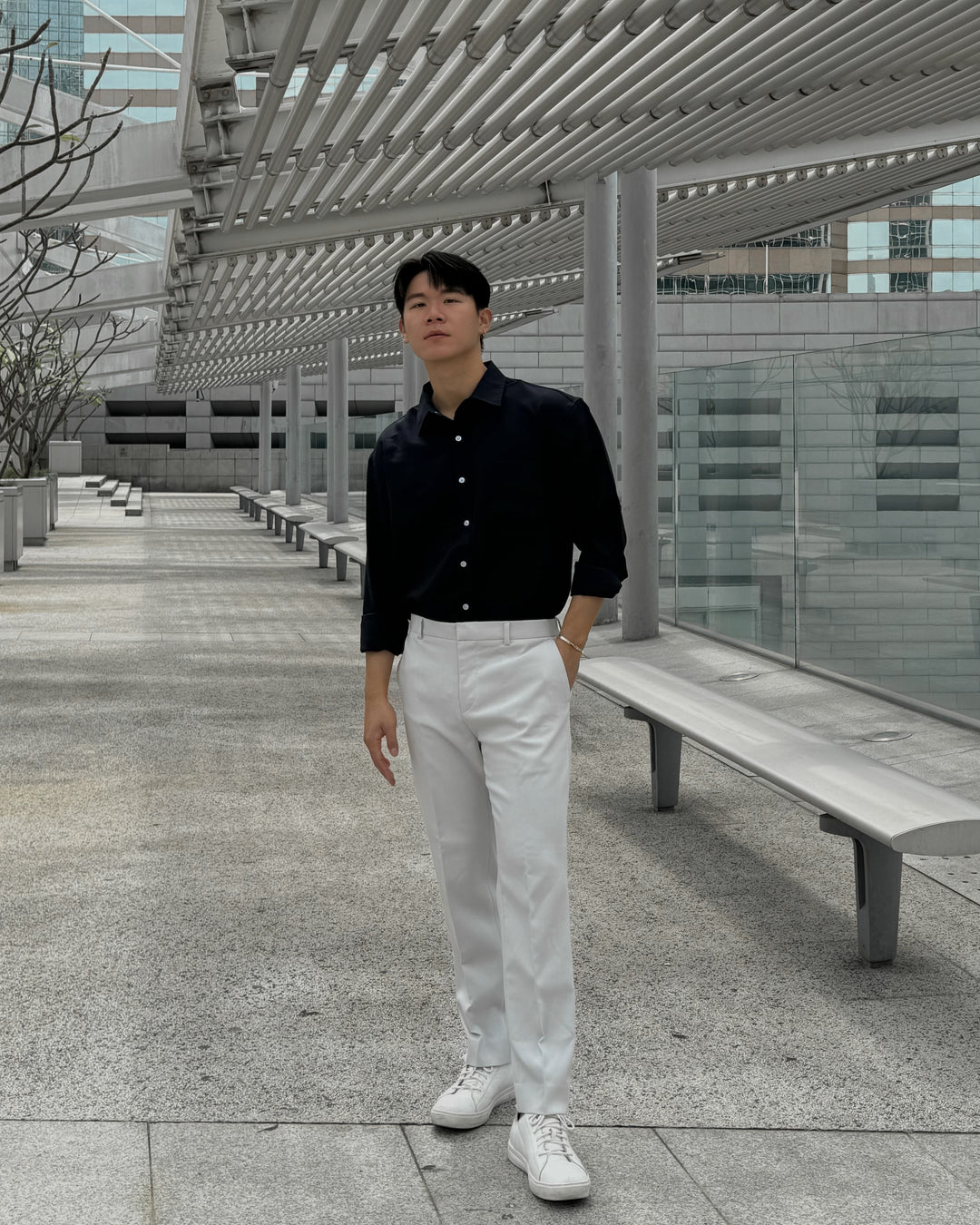 黑色透氣百搭襯衫