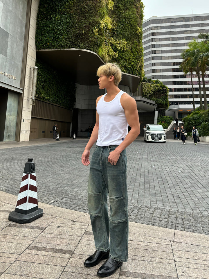 水洗刀紋牛仔褲 韓國男裝