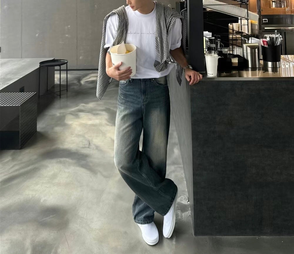 深色百搭牛仔褲-韓國男裝