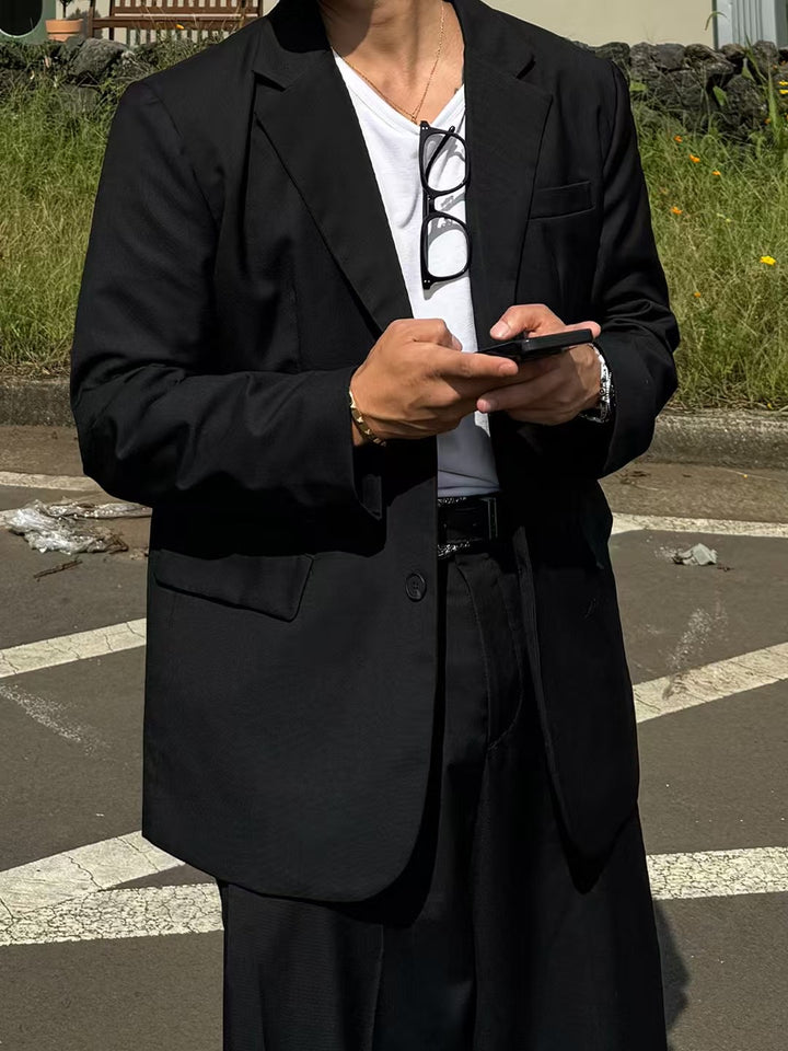 韓系西裝套裝(全套)-黑色