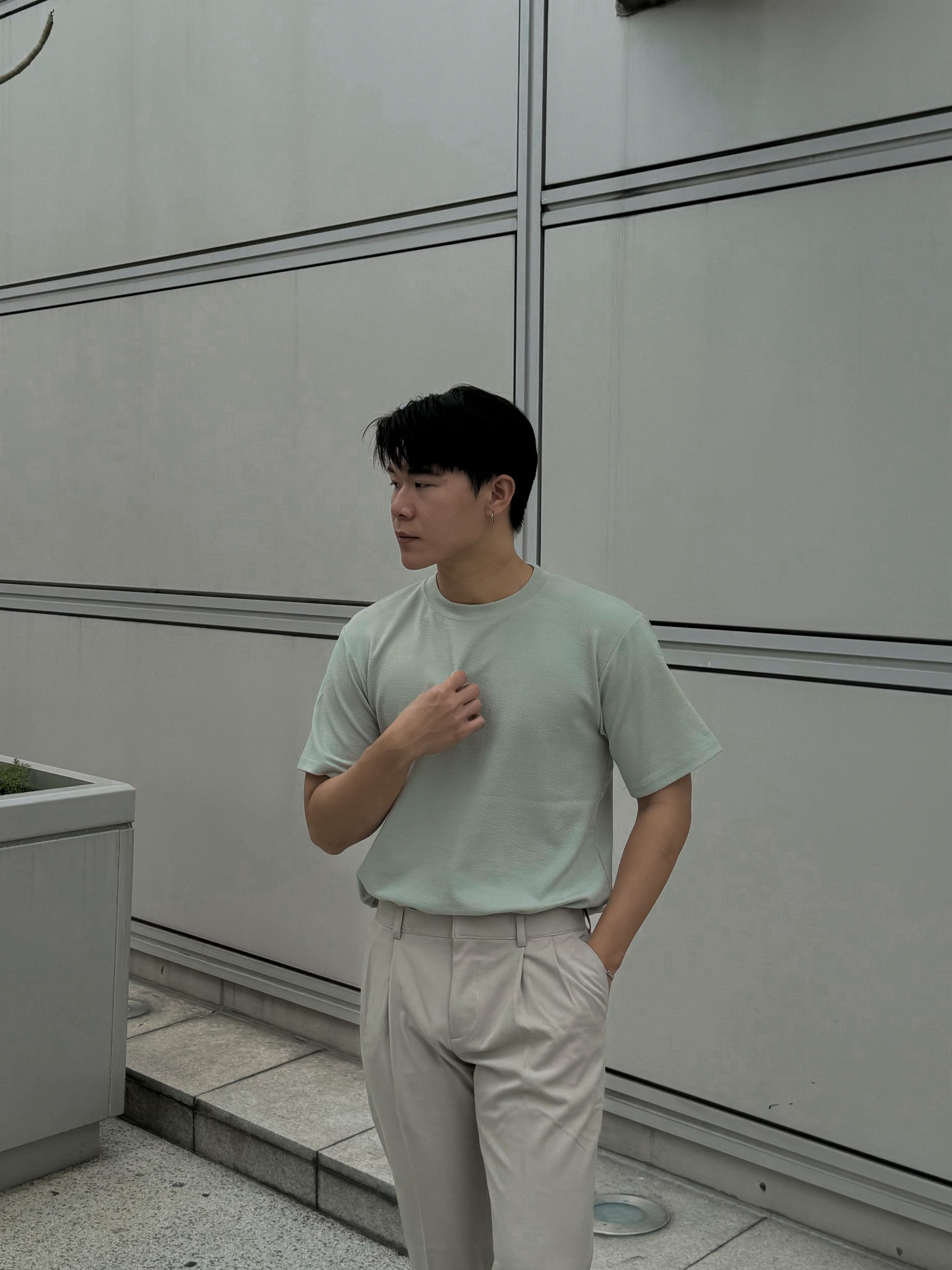 輕透短袖上衣 - 薄荷綠