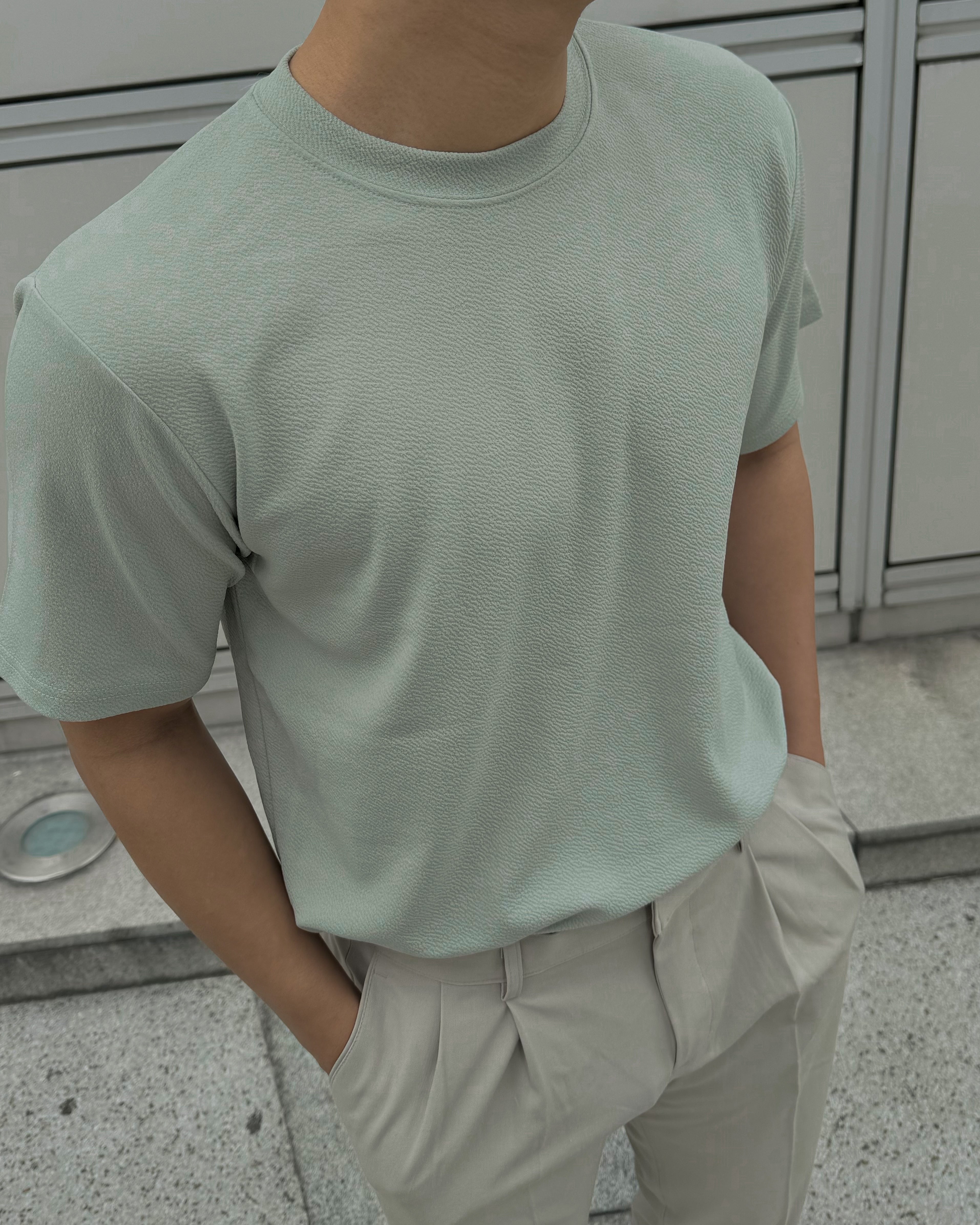 輕透短袖上衣 - 薄荷綠