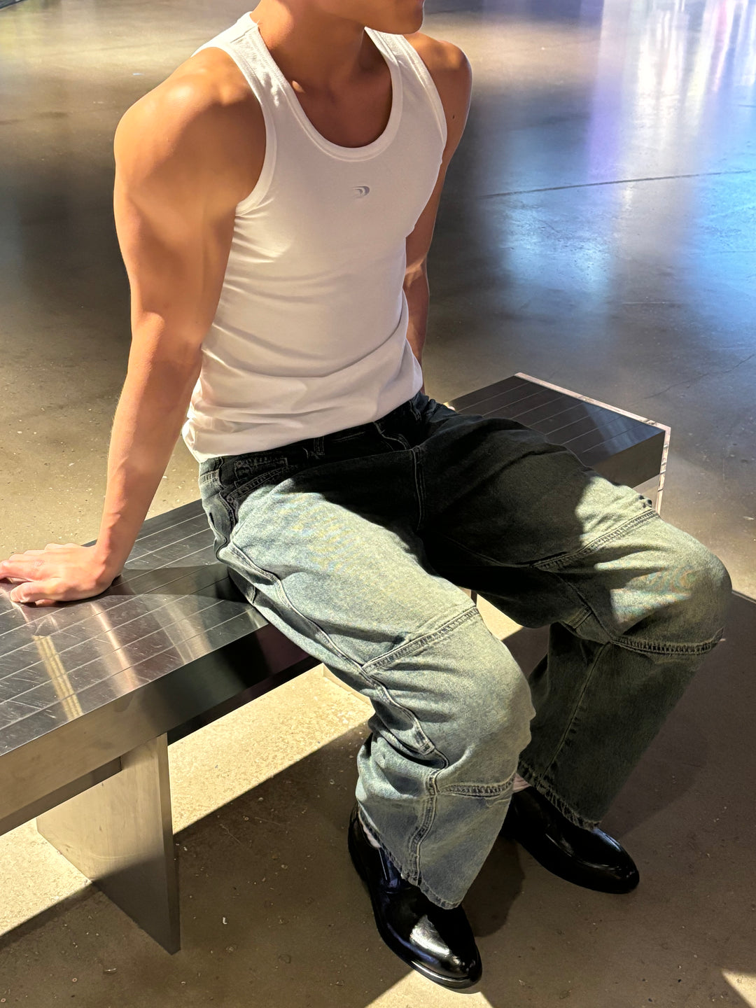 水洗刀紋牛仔褲 韓國男裝