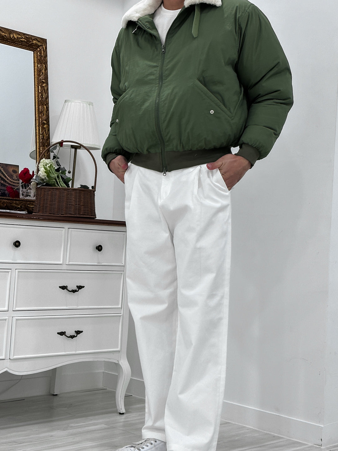 毛毛翻領拉鍊外套