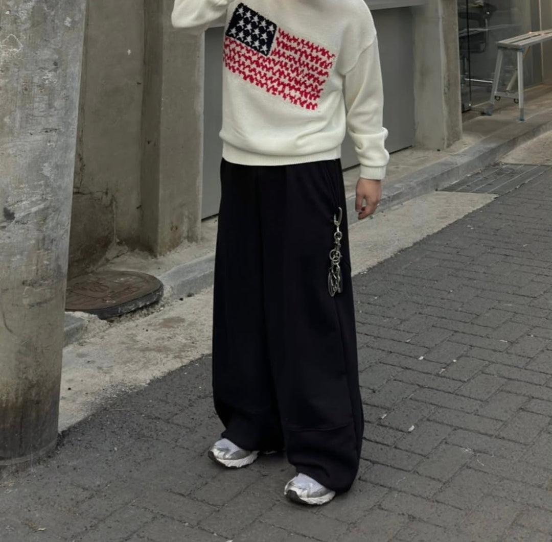 闊身落地棉長褲