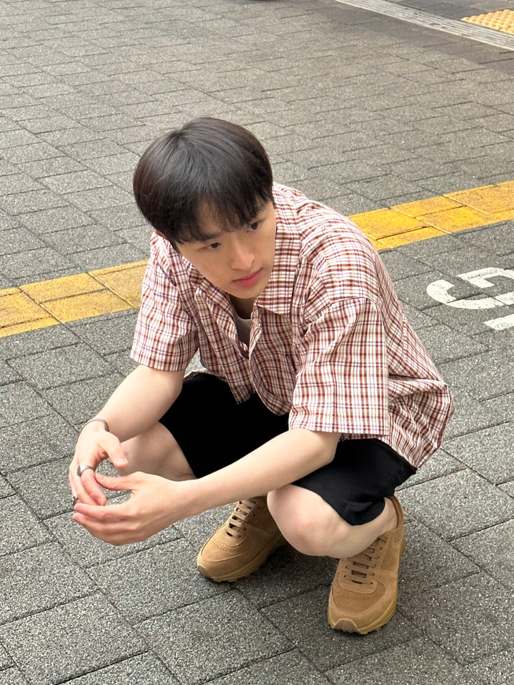 格仔短袖襯衫 香港男裝