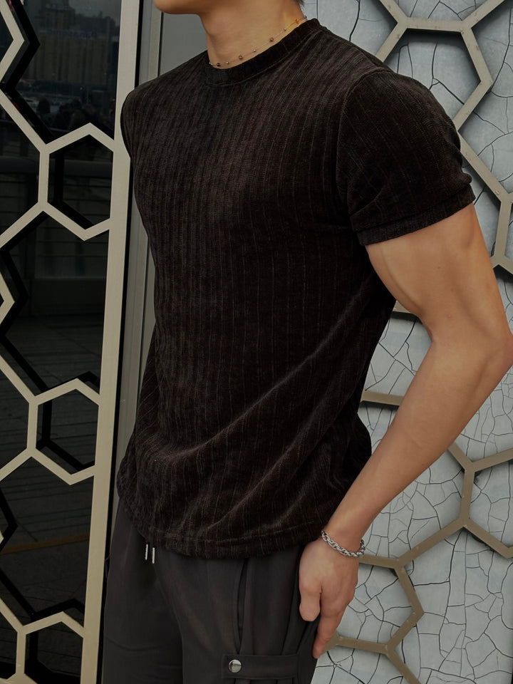 質感輕絨面短袖上衣