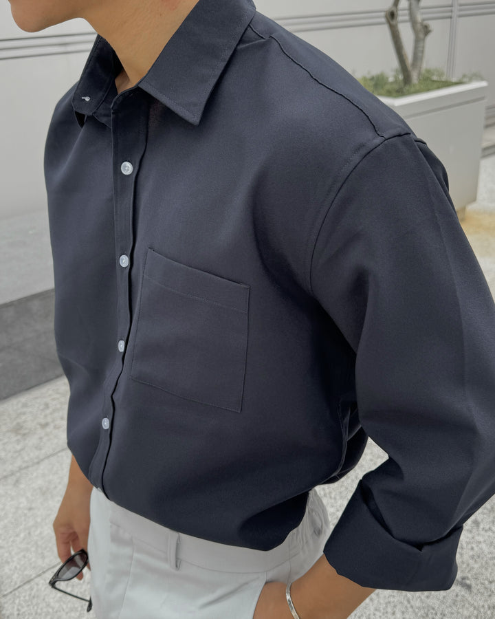 黑色透氣百搭襯衫