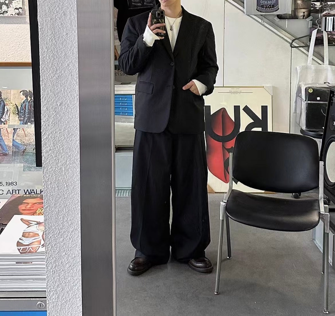 韓系西裝套裝(全套)-黑色