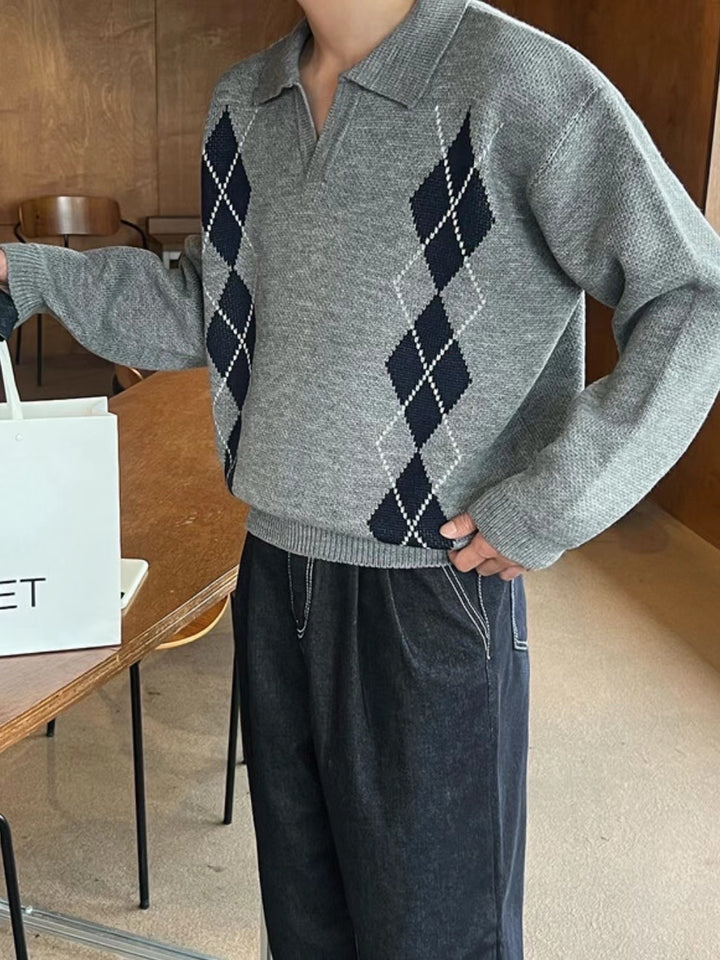 菱格紋針織上衣