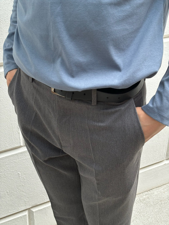 碳灰直腳西裝長褲 香港男裝