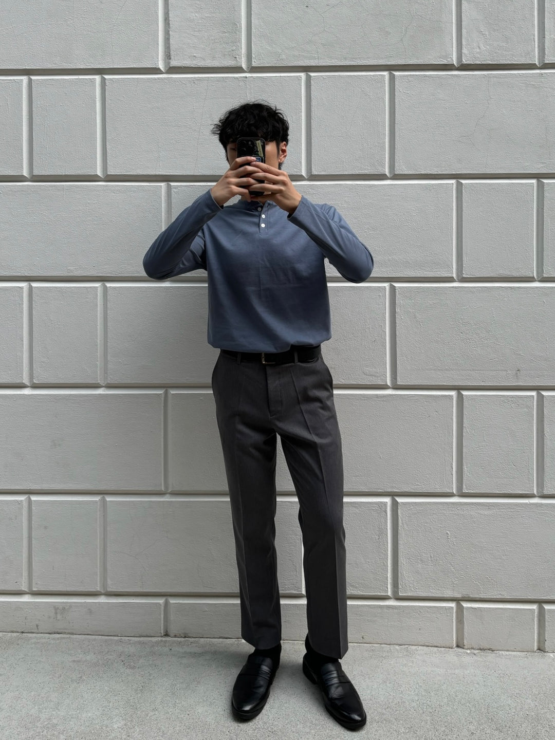 碳灰直腳西裝長褲 香港男裝