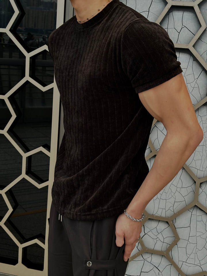 質感輕絨面短袖上衣