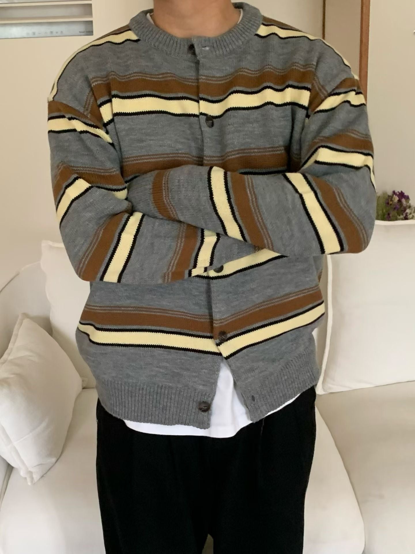 <情侶裝系列>粗間條針織上衣