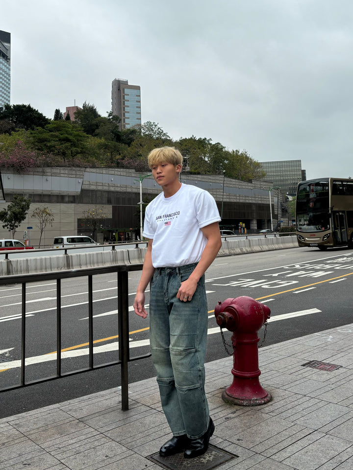 水洗刀紋牛仔褲 韓國男裝