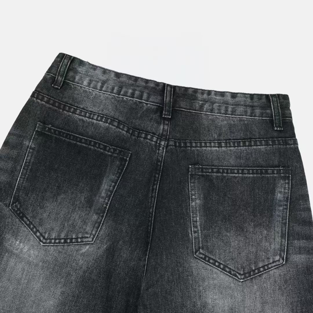 水洗落地牛仔褲
