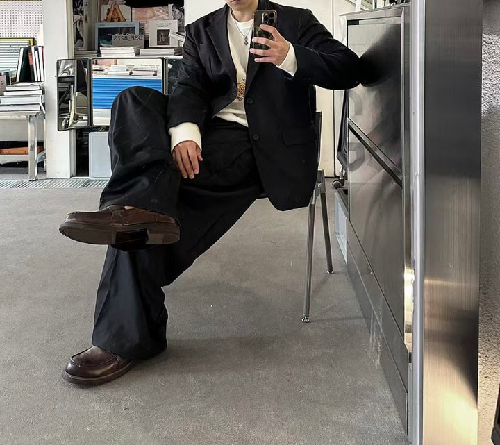 韓系西裝套裝(全套)-黑色