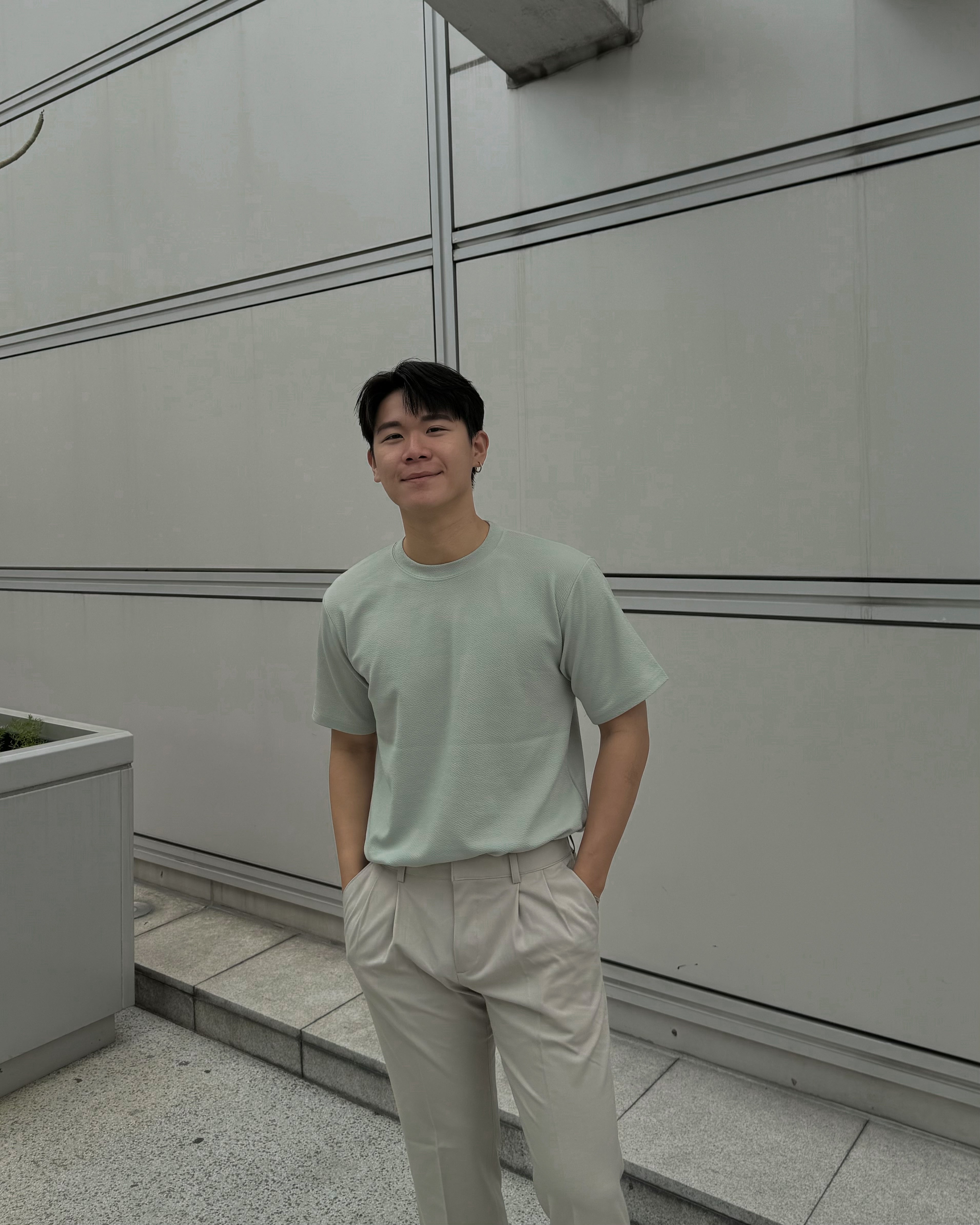 輕透短袖上衣 - 薄荷綠