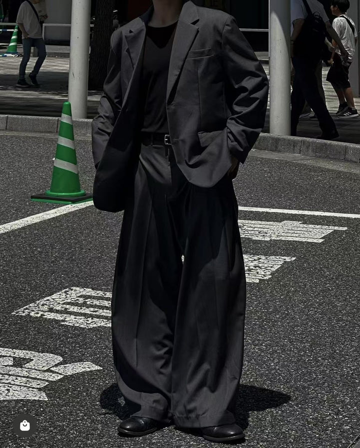 韓系西裝套裝(全套)-灰色