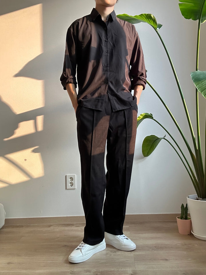 透氣輕薄黑色襯衫 香港男裝