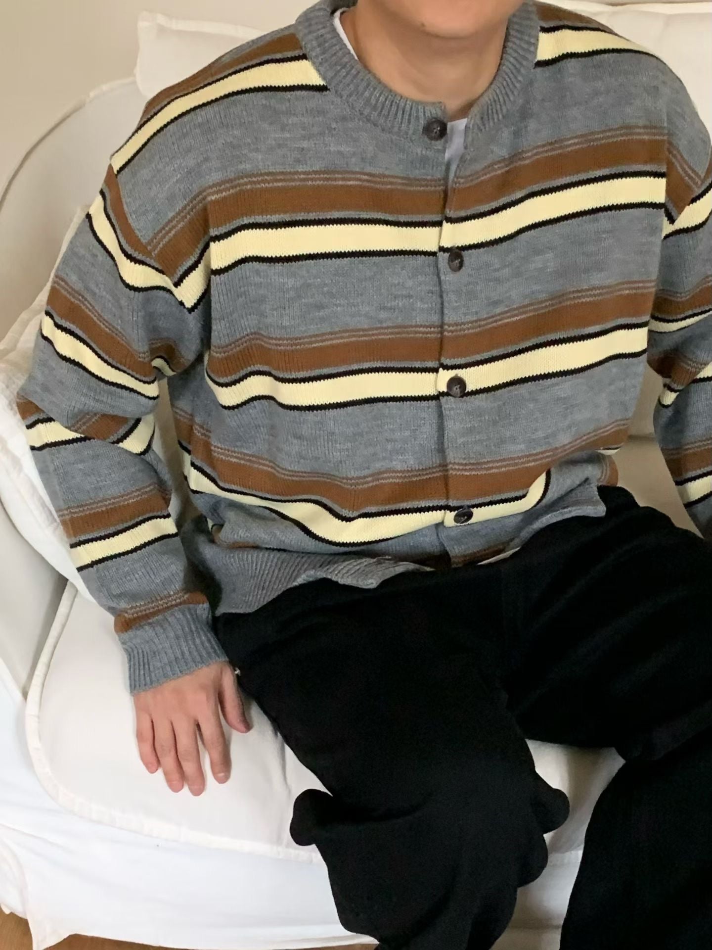 <情侶裝系列>粗間條針織上衣