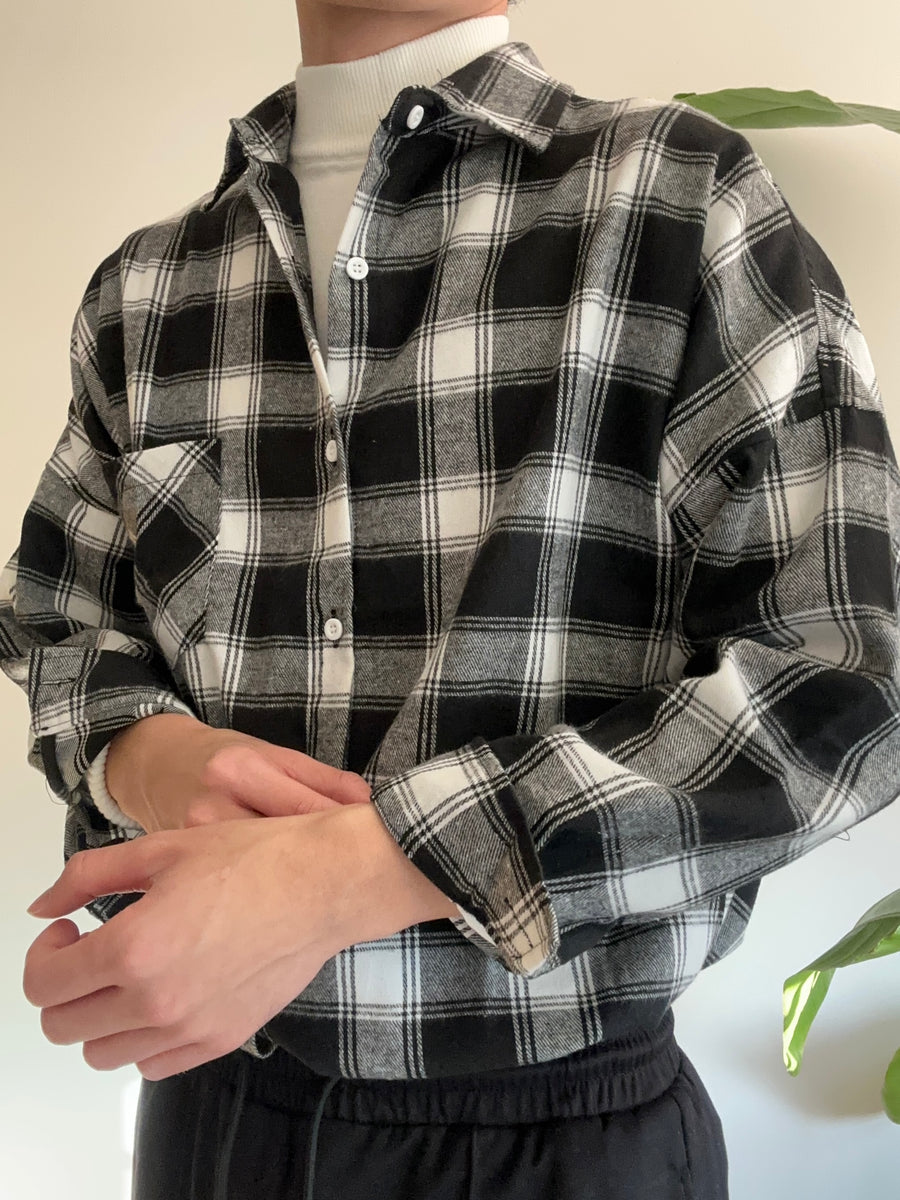 黑色格仔襯衫  香港男裝