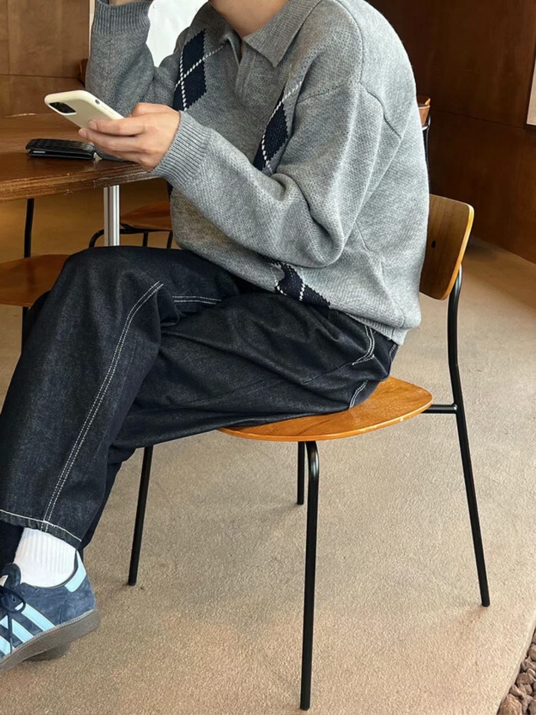 菱格紋針織上衣