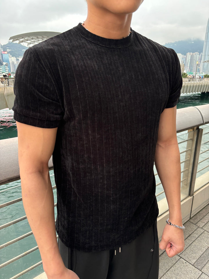 質感輕絨面短袖上衣