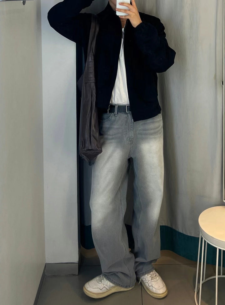 現貨 淺灰落地牛仔褲