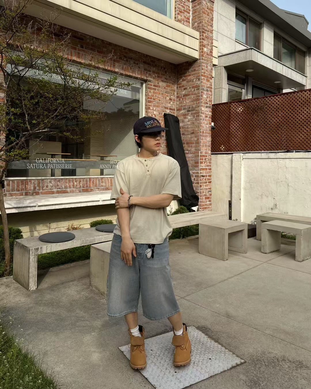 短袖暗格紋上衣