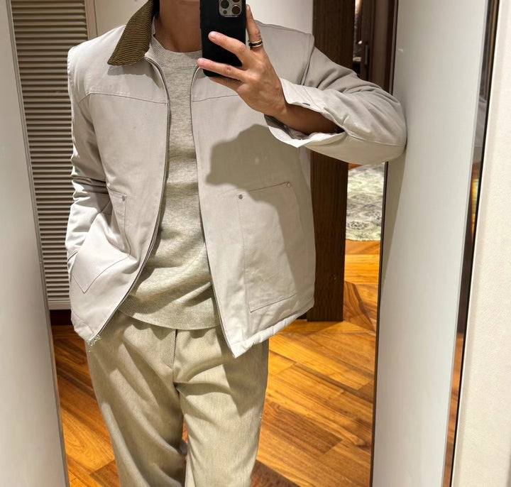 韓系拉鍊挺短褸