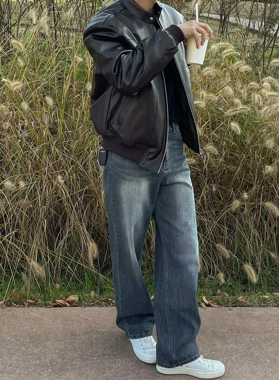 深藍水洗牛仔褲