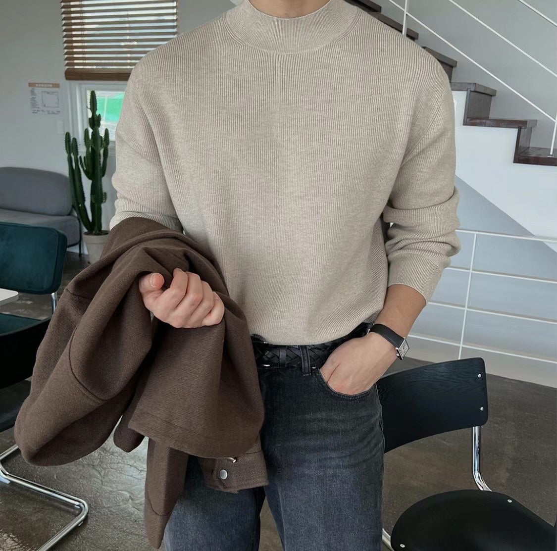 針織基本款半領上衣