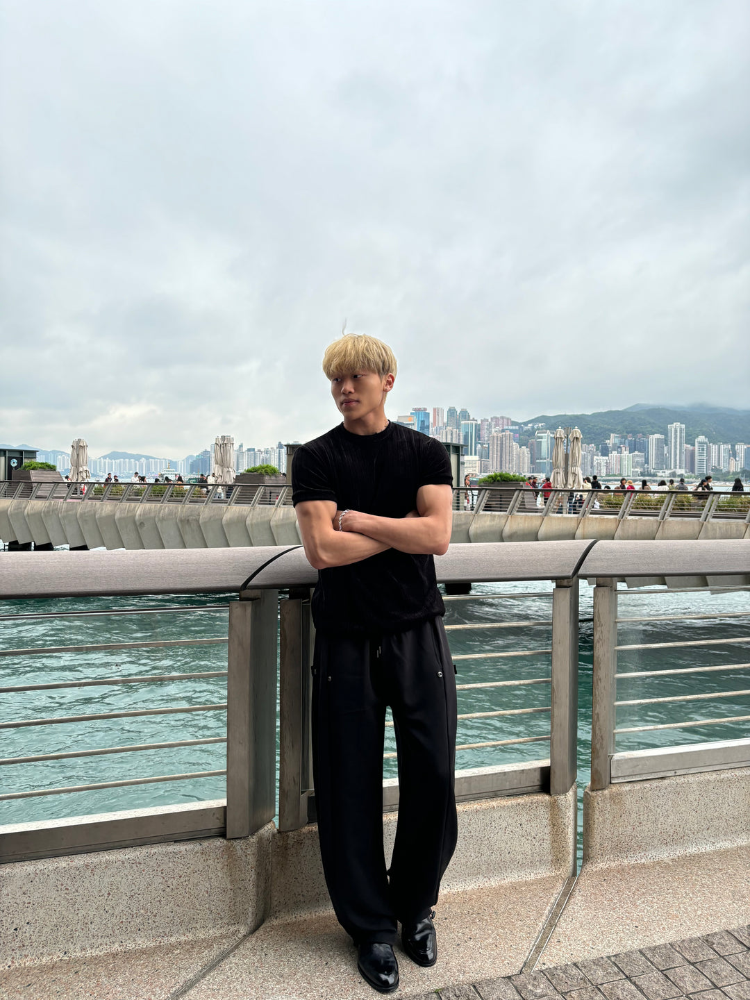 質感輕絨面短袖上衣 韓國男裝