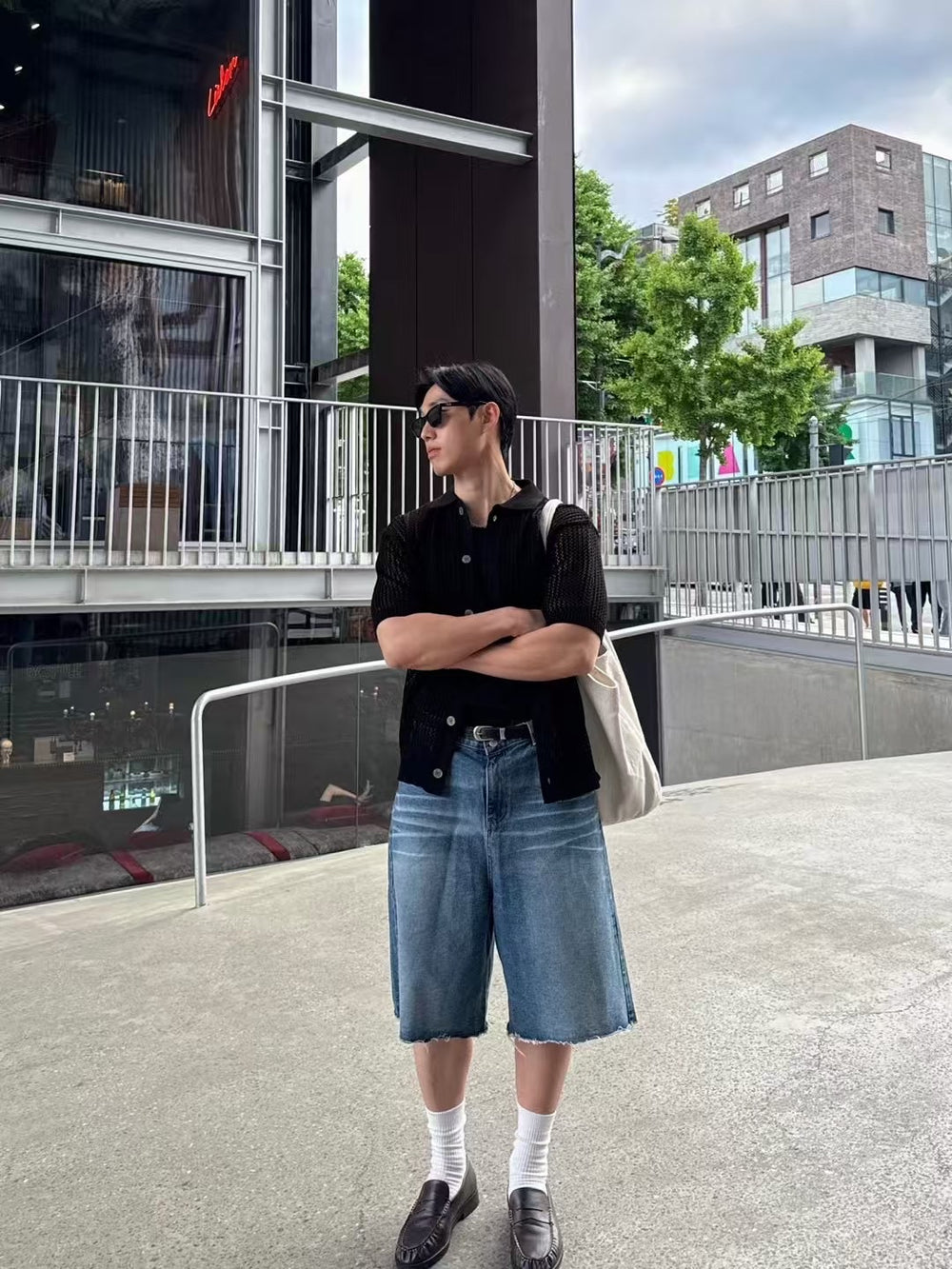 粗針織短袖襯衫 男裝衫