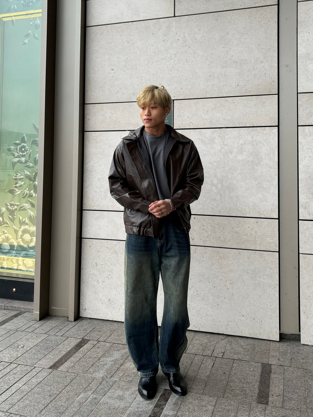 側間水洗牛仔褲 韓國男裝