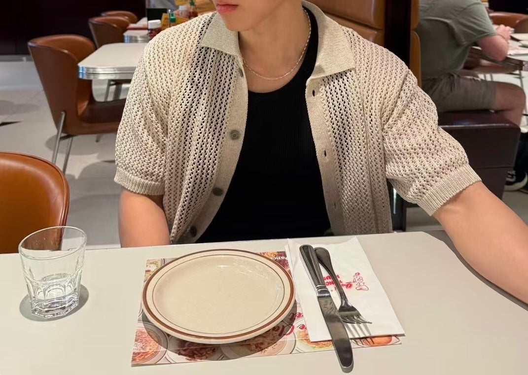 粗針織短袖襯衫 男裝衫