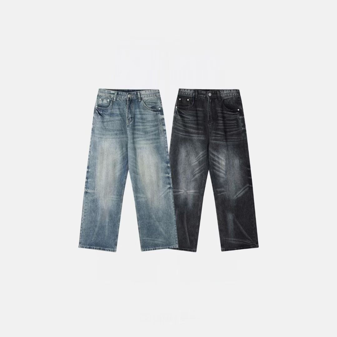 水洗落地牛仔褲
