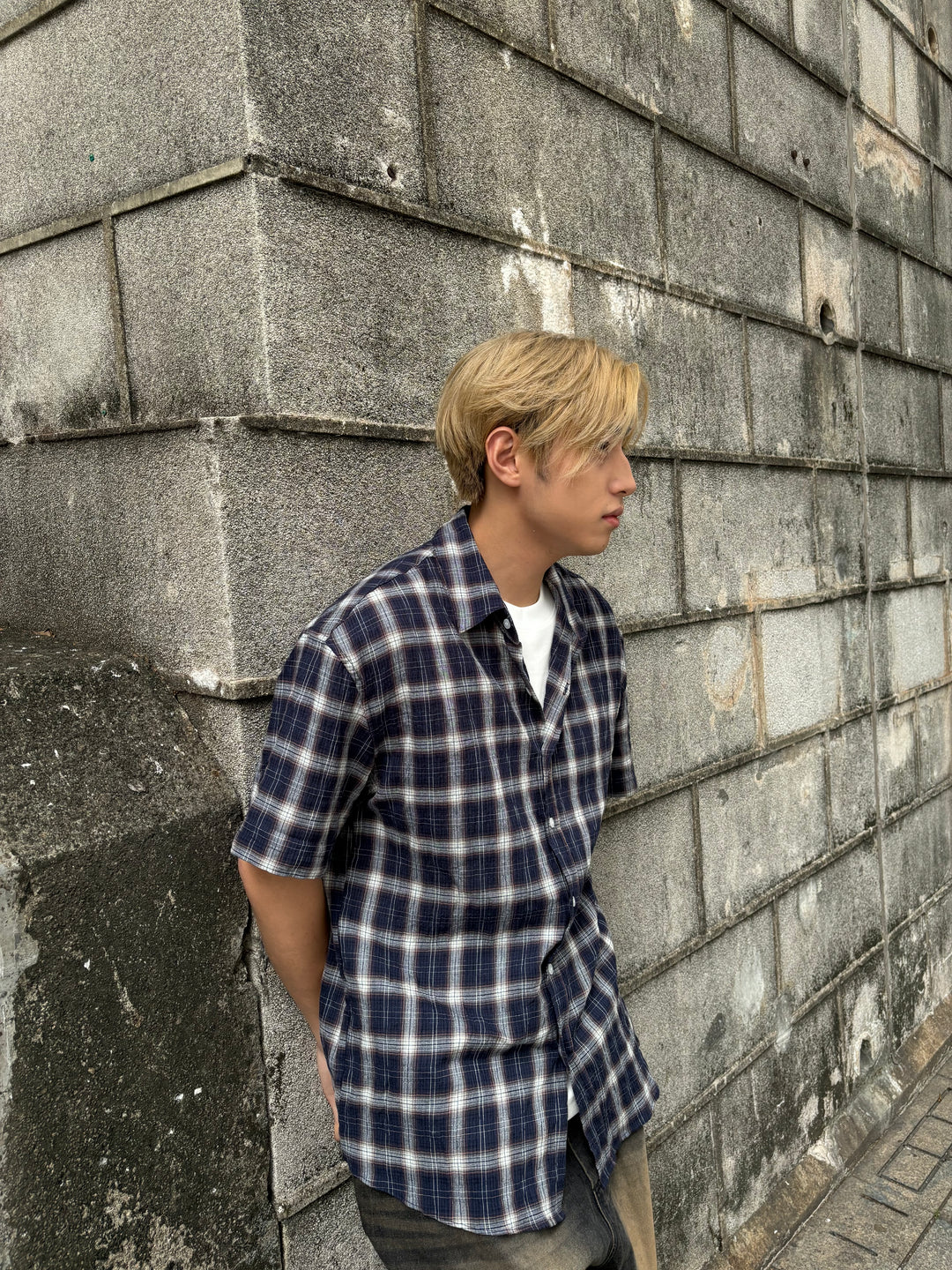 格仔短袖襯衫 男裝衫