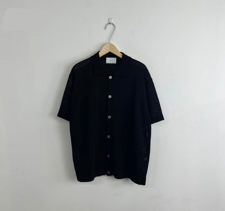 翻領針織短袖上衣