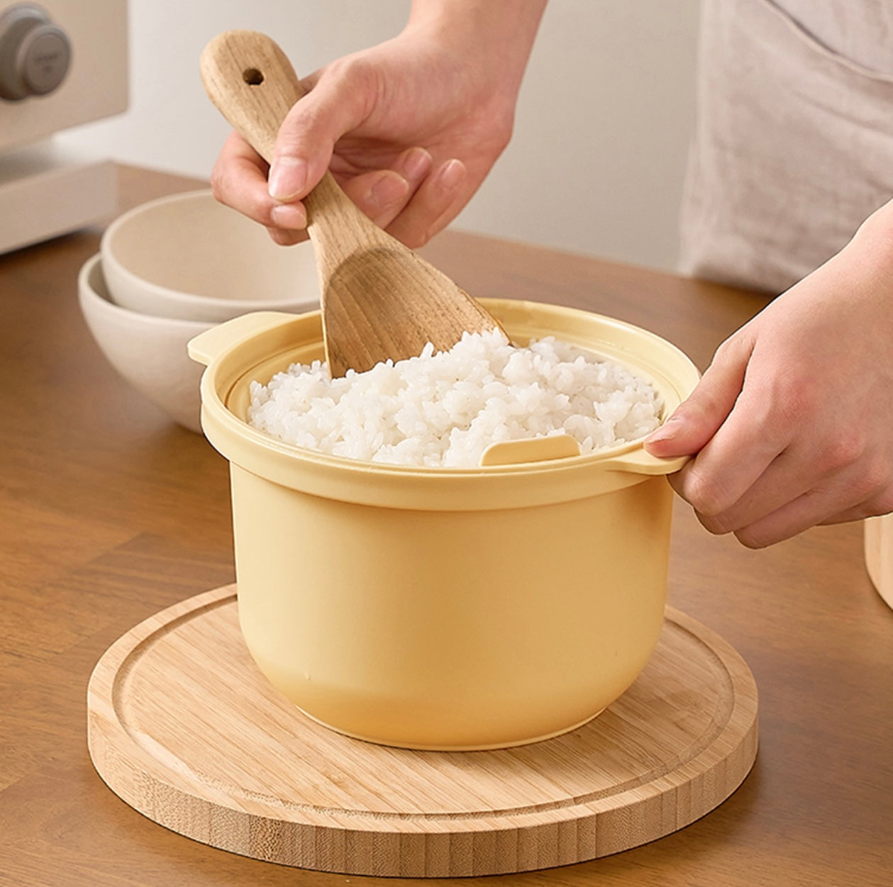 Calobowl 微波爐減醣煮飯盒 Newbeige