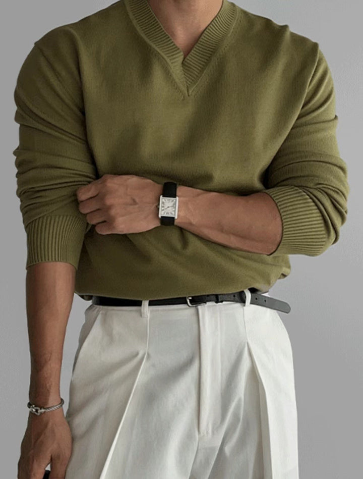 V領針織上衣