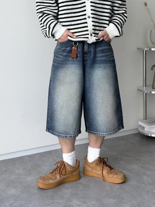 中長過膝牛仔褲 韓國男裝