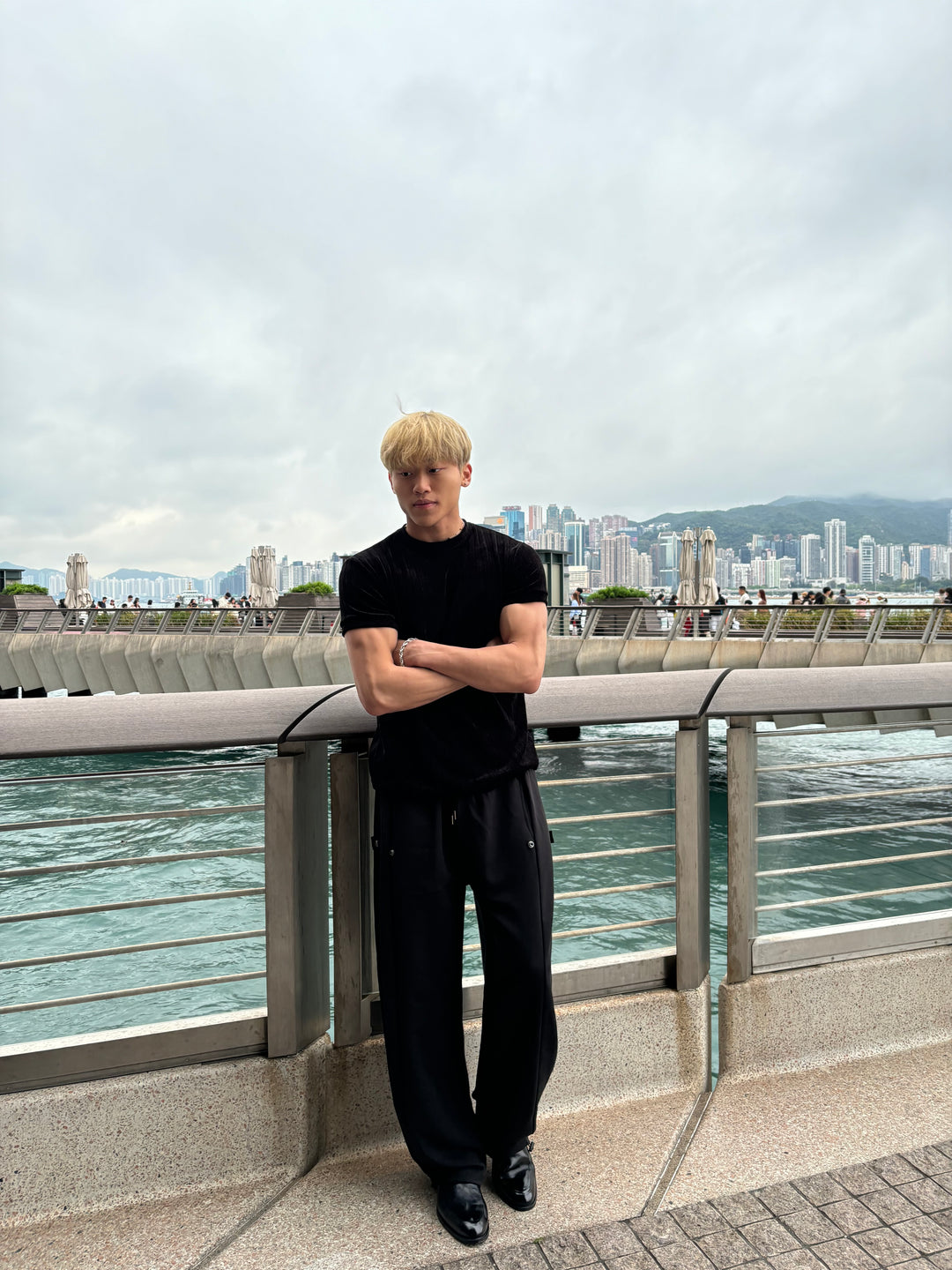 質感輕絨面短袖上衣 韓國男裝