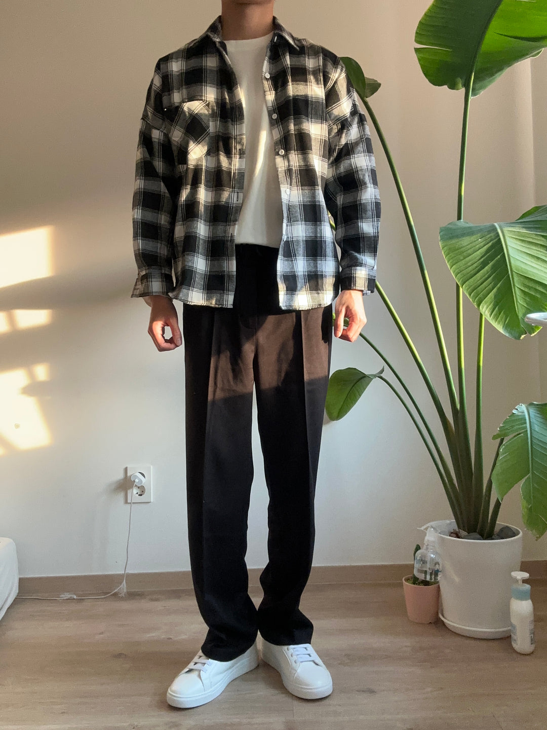 (超舒適!)黑色彈性落地褲 香港男裝褲