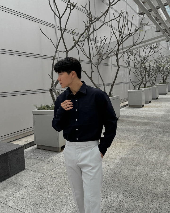 黑色透氣百搭襯衫