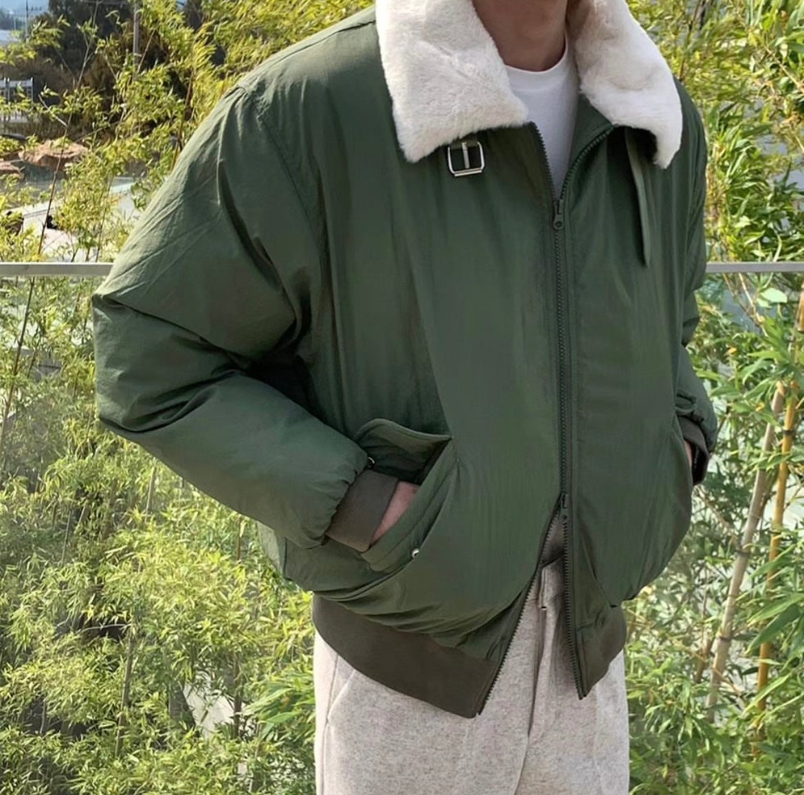 毛毛翻領拉鍊外套